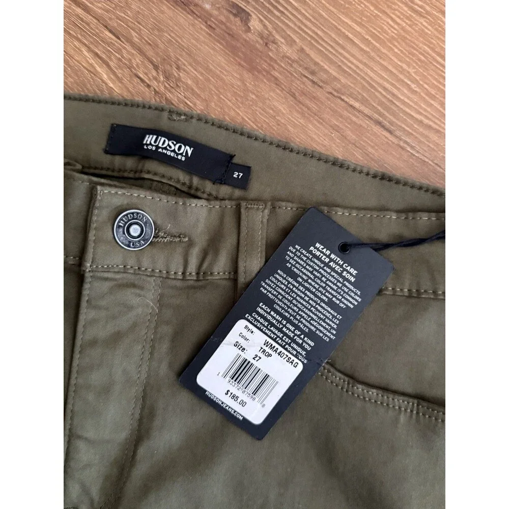 NEW NWT‎ HUDSON Nico Super Skinny Pant Olive Green Womens 27 Stretch Ankle $185